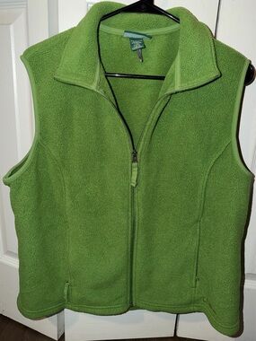 L.L. Bean Lime Green Fleece Vest Jacket
